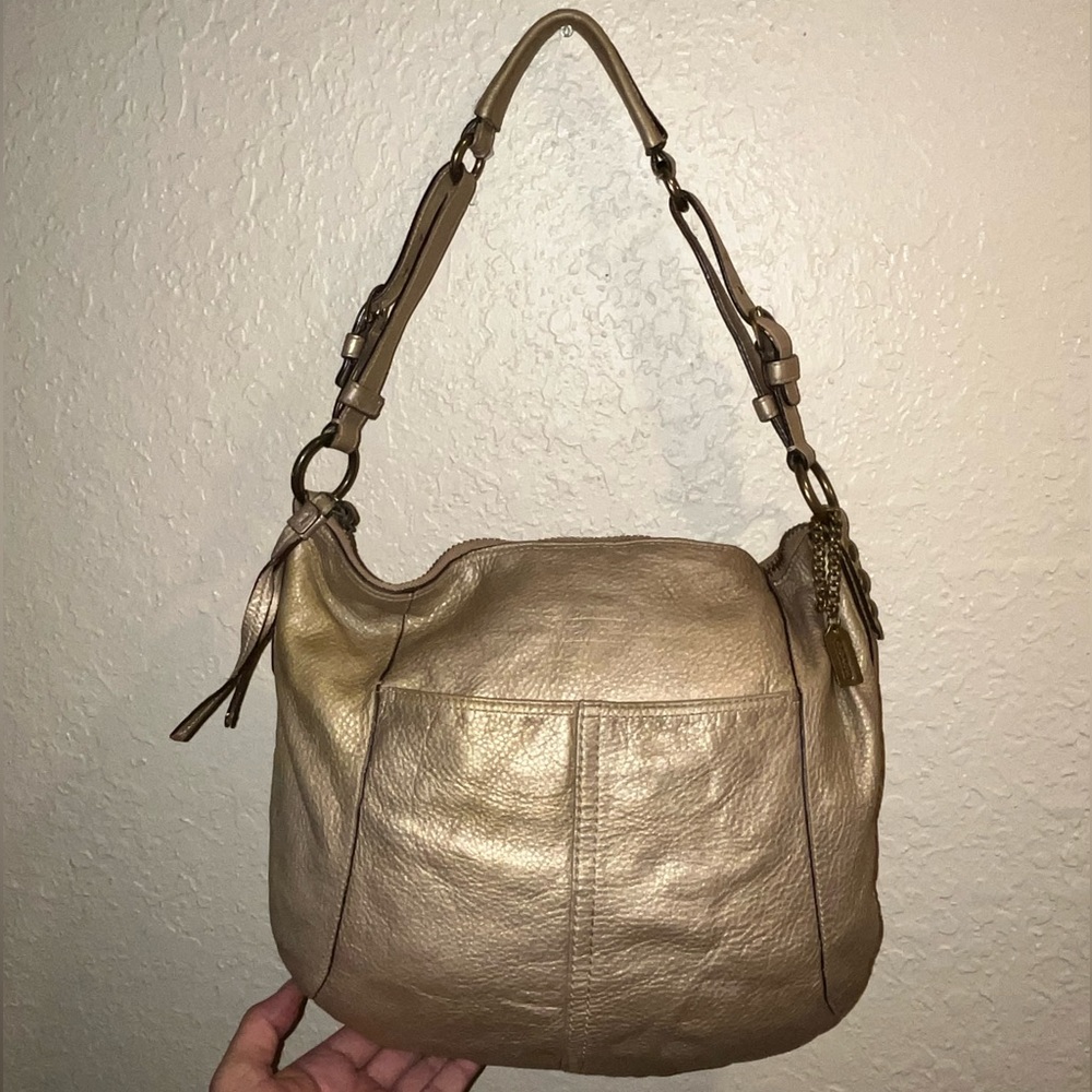 Coach Metallic Gold Leather Hobo Purse Shoulder Bag y2k